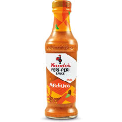 A bottle of Nando's peri peri sauce medium 250g