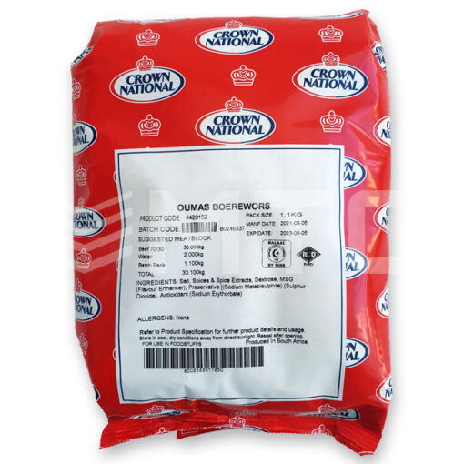 Crown National Ouma's Boerewors Seasoning 1.1kg