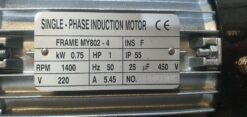 Butcherquip biltong slicer motor rating plate