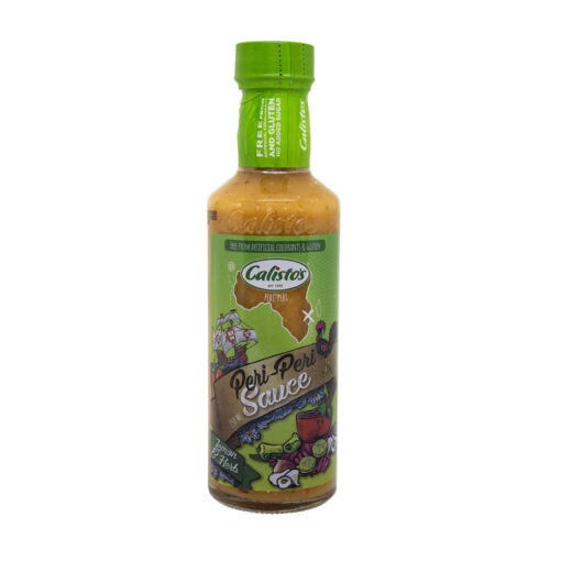 a bottle of Calisto's lemon & herb sauce 250ml on white background