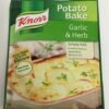 a sachet of Knorr Potato Bake Garlic Herb 43g