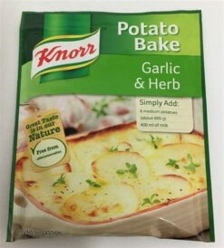 a sachet of Knorr Potato Bake Garlic Herb 43g
