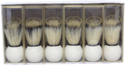 a pack of six ball shaped shaving brushes