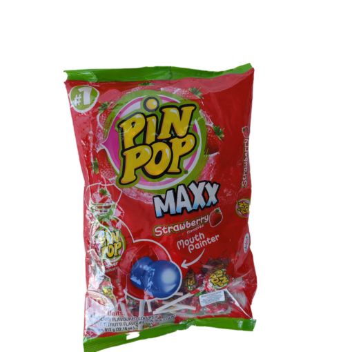 Pin Pop Lollipops Strawberry Mouth Painter With Bubblegum Maxx 48'S 912G