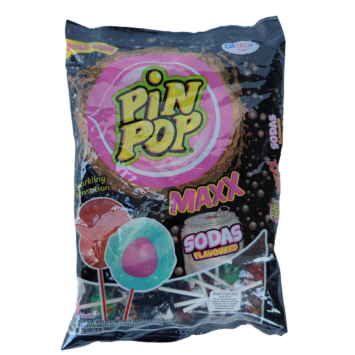 Pin Pop Lollipop Maxx Sodas Flavoured With Bubblegum Centre 48's 912g