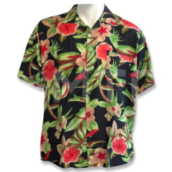 Mens Rayon Shirt Black Tropical