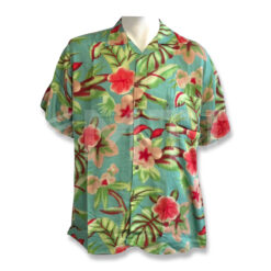 Mens Rayon Shirt Turquoise Tropical