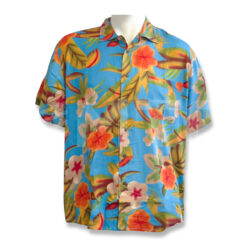 Mens Rayon Shirt Sky Blue Tropical