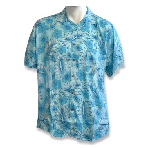 Mens Rayon Shirt Light Blue Floral