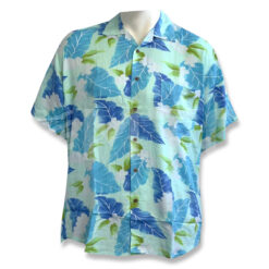 Mens Rayon Shirt Light Green Floral