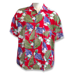 Mens Rayon Shirt Red Floral