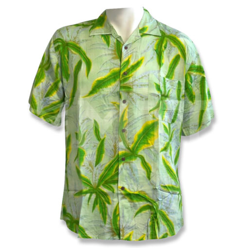 Mens Rayon Shirt Green Floral