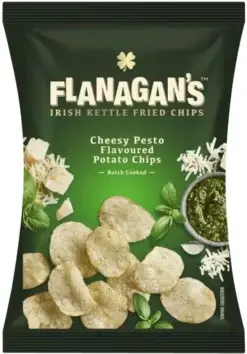 Flanagan's Kettle Fried Chips Cheesy Pesto 120g Best Before 19 Jul 2025