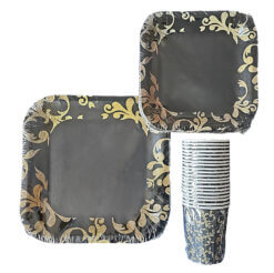 Disposable 60 Piece Paper Plate & Cup Set - Image 2